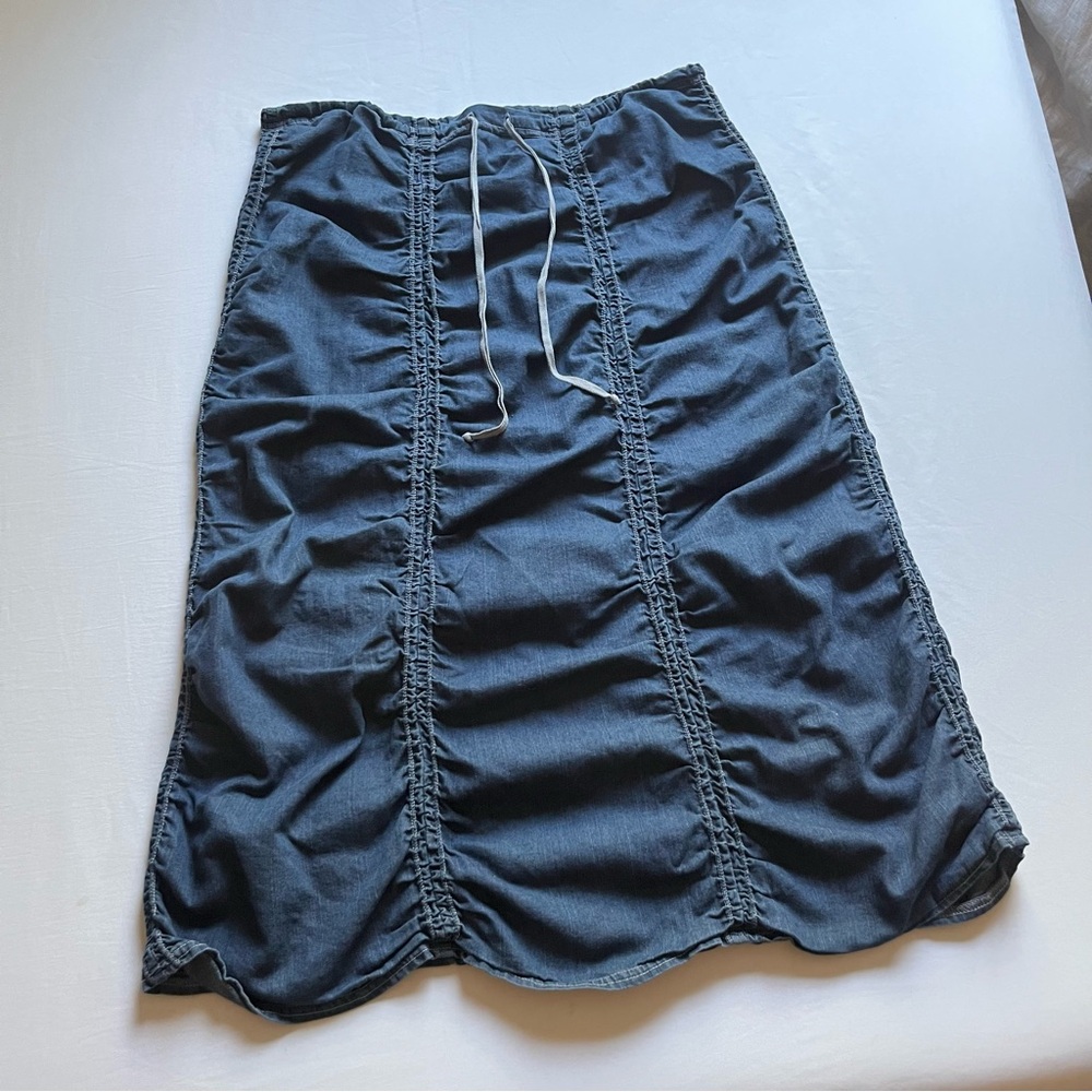 CONTRAST vintage y2k denim blue ruched contrast stitch cargo utility parachute
